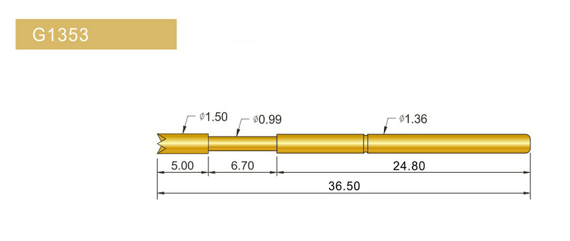 G1353-Q探針、四爪頭探針、1.36mm測(cè)試針、總長(zhǎng)36.5mm、彈簧針圖片、測(cè)試針圖片、頂針圖片、探針圖片